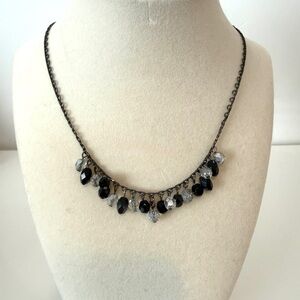 Delicate Black and Gray Beaded Fringe Necklace - Women Jewelry